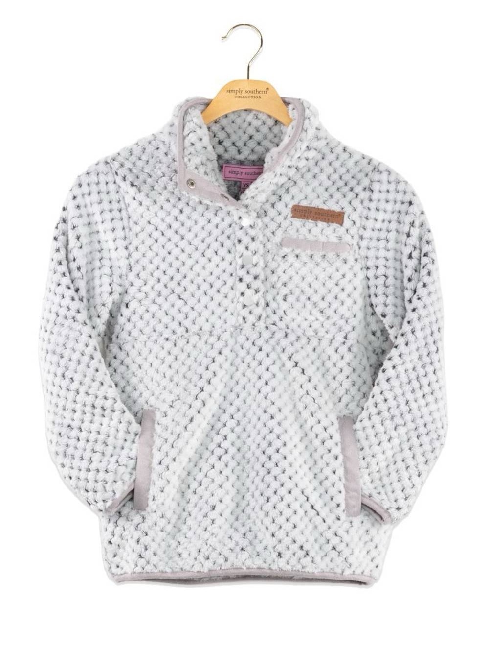 Simply Southern Plush Pullover Hoodie in Light Gray with Subtle Dark Speckle